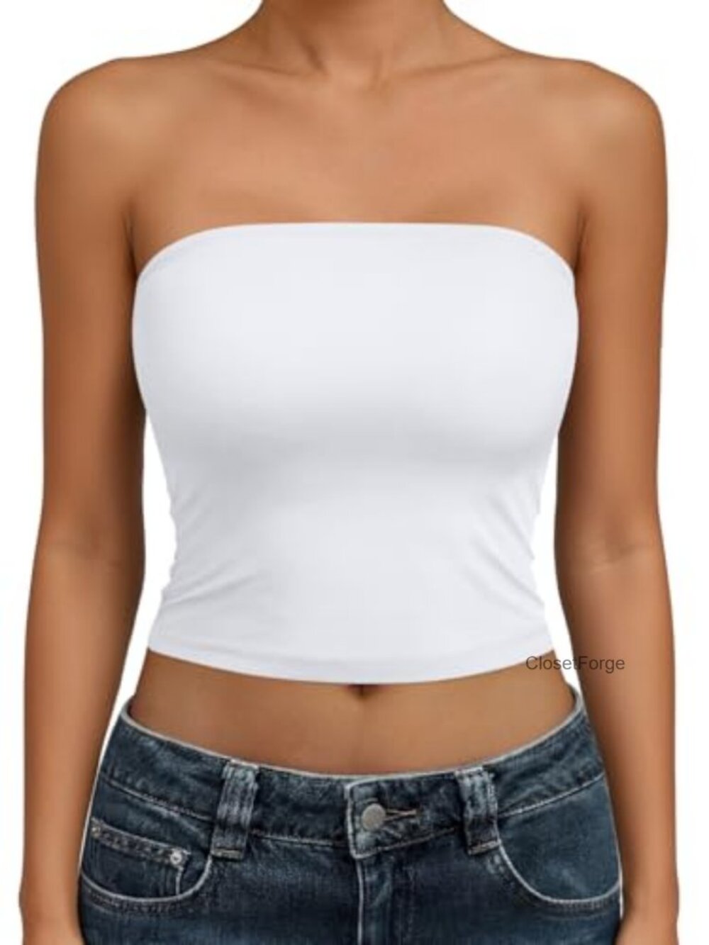Trendy Queen Women's Strapless Tube Top Polyester Spandex Sleeveless Summer